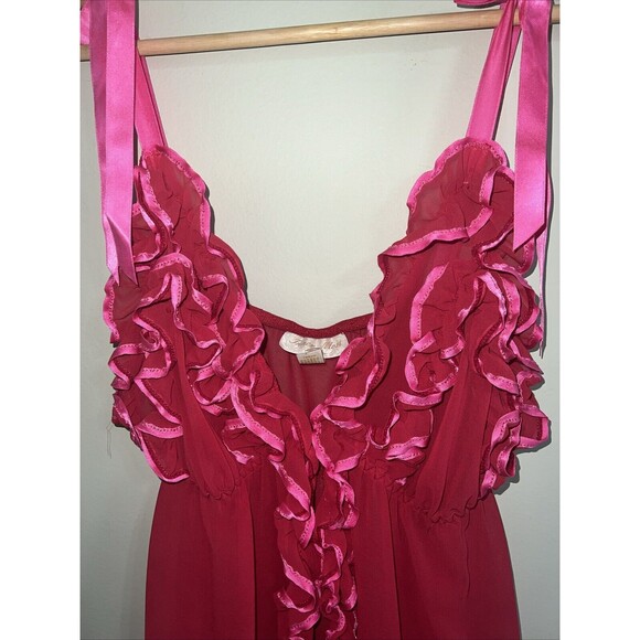 VintagInner Most Pink Lingerie Negligee Large Trim Babydoll Sheer - Picture 2 of 7